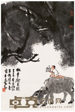 李可染 1981年作 牧童戏鸟图 立轴 68.5×46cm